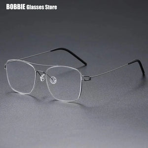 Denmark Brand Ultralight Screwless Titanium Square Glasses Frame Men Women Double Beam Optical Prescription Eyeglasses Martin