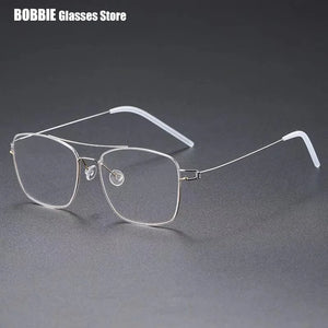Denmark Brand Ultralight Screwless Titanium Square Glasses Frame Men Women Double Beam Optical Prescription Eyeglasses Martin