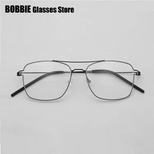 Carica l&#39;immagine nel visualizzatore di Gallery, Denmark Brand Ultralight Screwless Titanium Square Glasses Frame Men Women Double Beam Optical Prescription Eyeglasses Martin