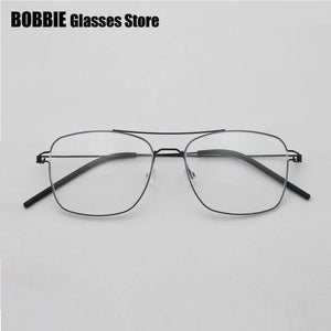 Denmark Brand Ultralight Screwless Titanium Square Glasses Frame Men Women Double Beam Optical Prescription Eyeglasses Martin