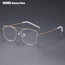 Carica l&#39;immagine nel visualizzatore di Gallery, Denmark Brand Ultralight Screwless Titanium Square Glasses Frame Men Women Double Beam Optical Prescription Eyeglasses Martin