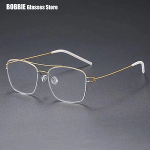 Denmark Brand Ultralight Screwless Titanium Square Glasses Frame Men Women Double Beam Optical Prescription Eyeglasses Martin