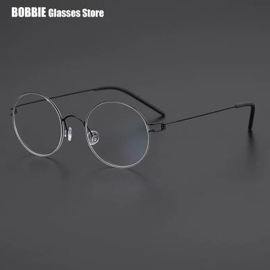 Denmark Design Screwless Ultra Light 5g Pure Titanium Air Round Frame Glasses Men Retro Myopia Anti Blue Light Small Rim Eyewear