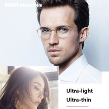 Load image into Gallery viewer, Denmark Design Screwless Ultra Light 5g Pure Titanium Air Round Frame Glasses Men Retro Myopia Anti Blue Light Small Rim Eyewear
