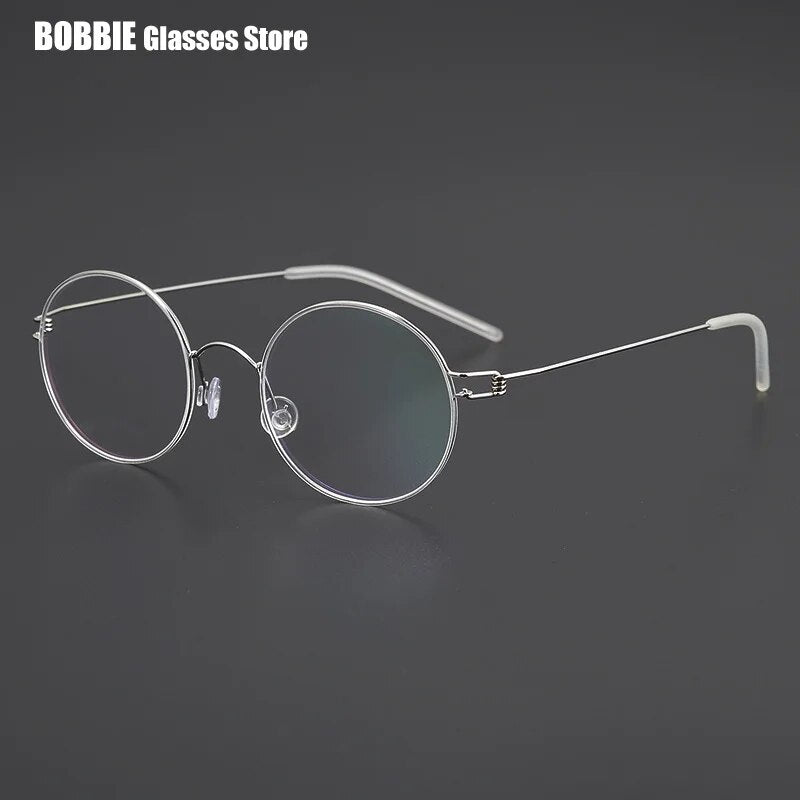 Denmark Design Screwless Ultra Light 5g Pure Titanium Air Round Frame Glasses Men Retro Myopia Anti Blue Light Small Rim Eyewear