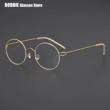 Load image into Gallery viewer, Denmark Design Screwless Ultra Light 5g Pure Titanium Air Round Frame Glasses Men Retro Myopia Anti Blue Light Small Rim Eyewear