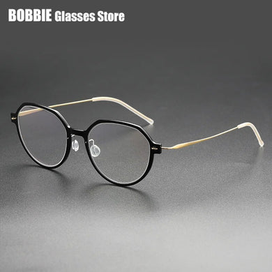 Denmark Eyeglasses Titanium Screwless Glasses Frame Women Polygon 6582 Prescription Myopia Optical Spectacle Eyewear Ultralight