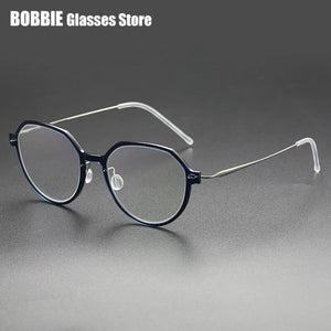 Denmark Eyeglasses Titanium Screwless Glasses Frame Women Polygon 6582 Prescription Myopia Optical Spectacle Eyewear Ultralight