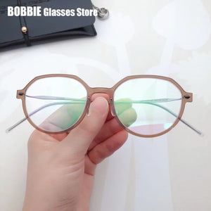 Denmark Eyeglasses Titanium Screwless Glasses Frame Women Polygon 6582 Prescription Myopia Optical Spectacle Eyewear Ultralight