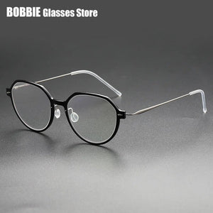 Denmark Eyeglasses Titanium Screwless Glasses Frame Women Polygon 6582 Prescription Myopia Optical Spectacle Eyewear Ultralight