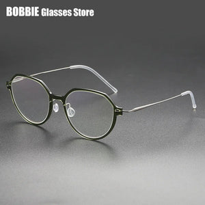 Denmark Eyeglasses Titanium Screwless Glasses Frame Women Polygon 6582 Prescription Myopia Optical Spectacle Eyewear Ultralight