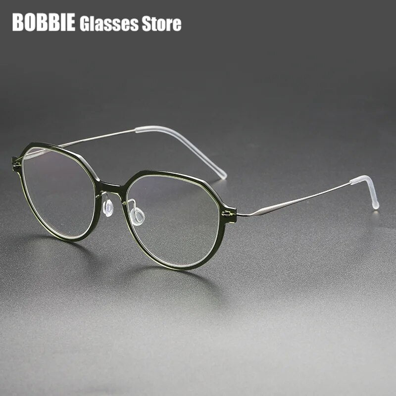 Denmark Eyeglasses Titanium Screwless Glasses Frame Women Polygon 6582 Prescription Myopia Optical Spectacle Eyewear Ultralight