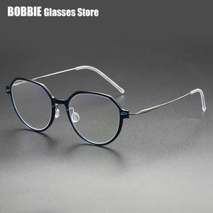 Denmark Eyeglasses Titanium Screwless Glasses Frame Women Polygon 6582 Prescription Myopia Optical Spectacle Eyewear Ultralight