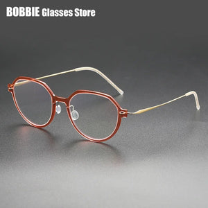 Denmark Eyeglasses Titanium Screwless Glasses Frame Women Polygon 6582 Prescription Myopia Optical Spectacle Eyewear Ultralight