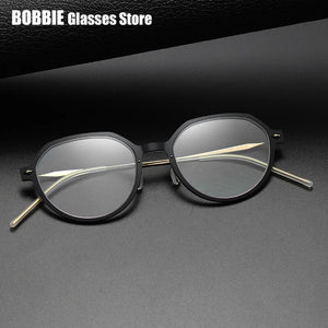 Denmark Eyeglasses Titanium Screwless Glasses Frame Women Polygon 6582 Prescription Myopia Optical Spectacle Eyewear Ultralight