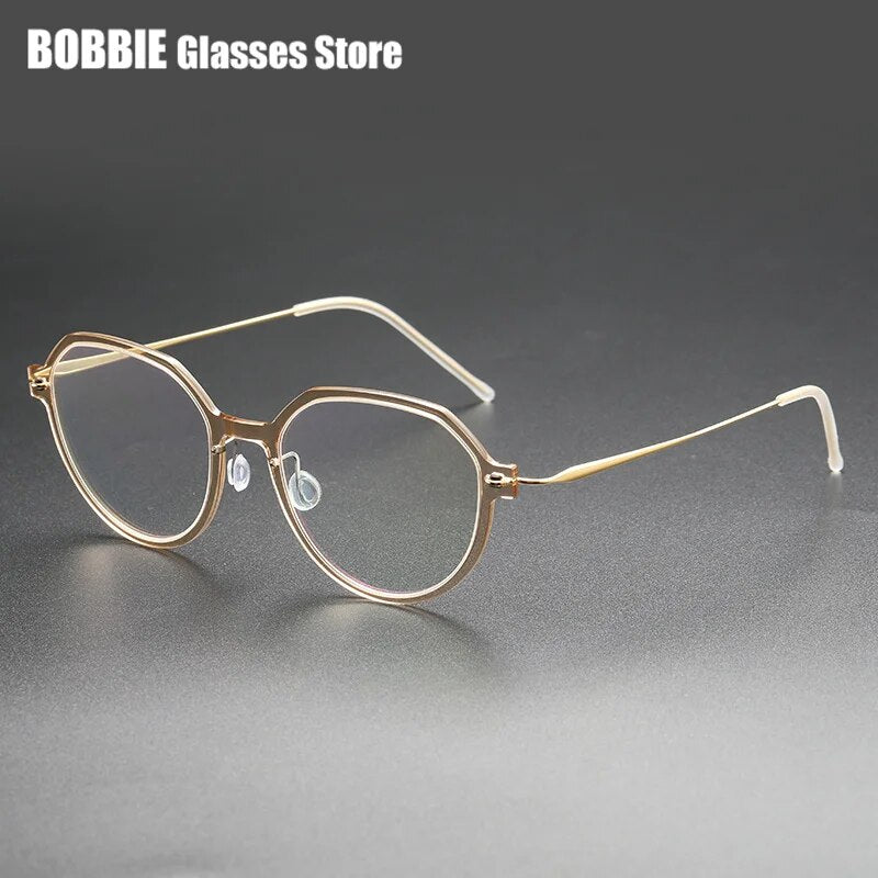 Denmark Eyeglasses Titanium Screwless Glasses Frame Women Polygon 6582 Prescription Myopia Optical Spectacle Eyewear Ultralight