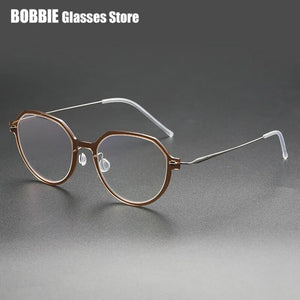 Denmark Eyeglasses Titanium Screwless Glasses Frame Women Polygon 6582 Prescription Myopia Optical Spectacle Eyewear Ultralight