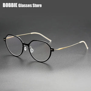 Denmark Eyeglasses Titanium Screwless Glasses Frame Women Polygon 6582 Prescription Myopia Optical Spectacle Eyewear Ultralight