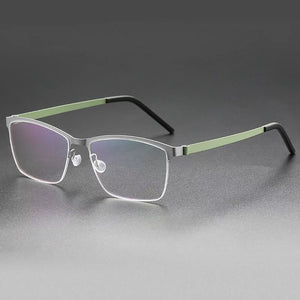 Denmark Screwless Myopia Glasses Frame 7405 Men Half Rim Square Titanium Eyeglasses Lady Prescription Optical Spectacles Eyewear