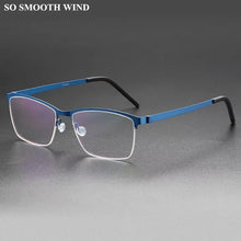 Load image into Gallery viewer, Denmark Screwless Myopia Glasses Frame 7405 Men Half Rim Square Titanium Eyeglasses Lady Prescription Optical Spectacles Eyewear