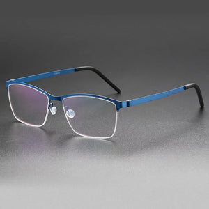 Denmark Screwless Myopia Glasses Frame 7405 Men Half Rim Square Titanium Eyeglasses Lady Prescription Optical Spectacles Eyewear