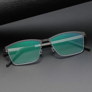 Denmark Screwless Myopia Glasses Frame 7405 Men Half Rim Square Titanium Eyeglasses Lady Prescription Optical Spectacles Eyewear