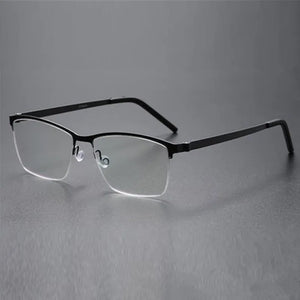 Denmark Screwless Myopia Glasses Frame 7405 Men Half Rim Square Titanium Eyeglasses Lady Prescription Optical Spectacles Eyewear