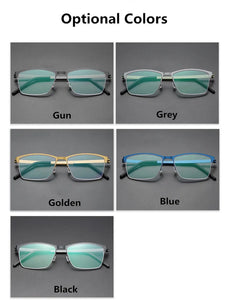 Denmark Screwless Myopia Glasses Frame 7405 Men Half Rim Square Titanium Eyeglasses Lady Prescription Optical Spectacles Eyewear