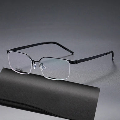 Denmark Screwless Semi Rimless Glasses Frame Men Ultralight Business Square Eyeglasses Women Ultrathin Titanium Myopia Eyewear