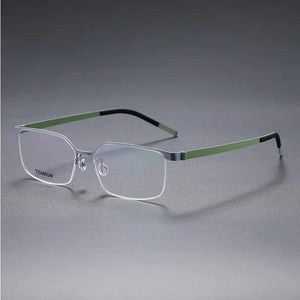 Denmark Screwless Semi Rimless Glasses Frame Men Ultralight Business Square Eyeglasses Women Ultrathin Titanium Myopia Eyewear