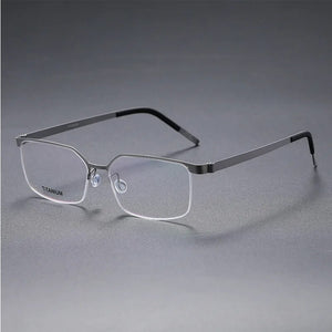 Denmark Screwless Semi Rimless Glasses Frame Men Ultralight Business Square Eyeglasses Women Ultrathin Titanium Myopia Eyewear