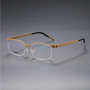 Denmark Screwless Semi Rimless Glasses Frame Men Ultralight Business Square Eyeglasses Women Ultrathin Titanium Myopia Eyewear