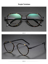 Load image into Gallery viewer, Denmark Titanium Glasses Frame Women Ultralight Screwless Eyewear 9745 Men Double Beam Pilot Myopia Prescription Eyeglasses
