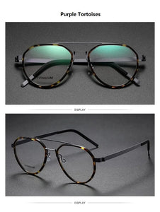Denmark Titanium Glasses Frame Women Ultralight Screwless Eyewear 9745 Men Double Beam Pilot Myopia Prescription Eyeglasses