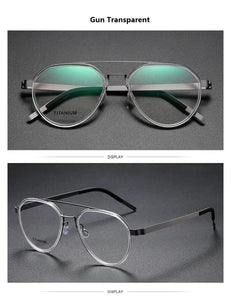 Denmark Titanium Glasses Frame Women Ultralight Screwless Eyewear 9745 Men Double Beam Pilot Myopia Prescription Eyeglasses