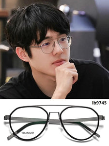 Denmark Titanium Glasses Frame Women Ultralight Screwless Eyewear 9745 Men Double Beam Pilot Myopia Prescription Eyeglasses