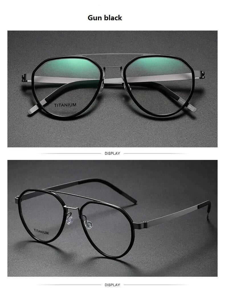 Denmark Titanium Glasses Frame Women Ultralight Screwless Eyewear 9745 Men Double Beam Pilot Myopia Prescription Eyeglasses