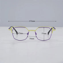 Load image into Gallery viewer, Designer Hand Craft Cat Eye Glasses Frame for Men EVANGELION Limited Edition INS Style Alloy Patchwork Purple Eyeglasses Women