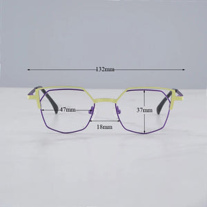 Designer Hand Craft Cat Eye Glasses Frame for Men EVANGELION Limited Edition INS Style Alloy Patchwork Purple Eyeglasses Women