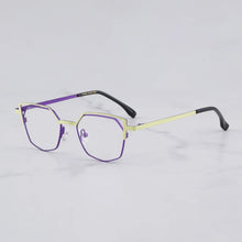 Load image into Gallery viewer, Designer Hand Craft Cat Eye Glasses Frame for Men EVANGELION Limited Edition INS Style Alloy Patchwork Purple Eyeglasses Women