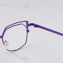 Load image into Gallery viewer, Designer Hand Craft Cat Eye Glasses Frame for Men EVANGELION Limited Edition INS Style Alloy Patchwork Purple Eyeglasses Women