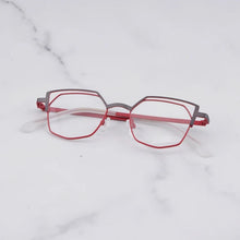 Load image into Gallery viewer, Designer Hand Craft Cat Eye Glasses Frame for Men EVANGELION Limited Edition INS Style Alloy Patchwork Purple Eyeglasses Women