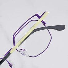 Load image into Gallery viewer, Designer Hand Craft Cat Eye Glasses Frame for Men EVANGELION Limited Edition INS Style Alloy Patchwork Purple Eyeglasses Women