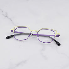 Load image into Gallery viewer, Designer Hand Craft Cat Eye Glasses Frame for Men EVANGELION Limited Edition INS Style Alloy Patchwork Purple Eyeglasses Women