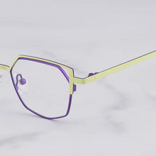 Load image into Gallery viewer, Designer Hand Craft Cat Eye Glasses Frame for Men EVANGELION Limited Edition INS Style Alloy Patchwork Purple Eyeglasses Women