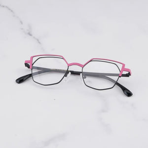 Designer Hand Craft Cat Eye Glasses Frame for Men EVANGELION Limited Edition INS Style Alloy Patchwork Purple Eyeglasses Women