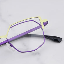 Load image into Gallery viewer, Designer Hand Craft Cat Eye Glasses Frame for Men EVANGELION Limited Edition INS Style Alloy Patchwork Purple Eyeglasses Women