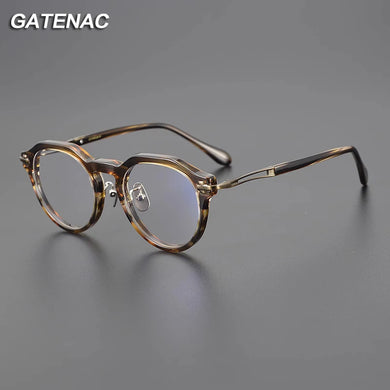 Designer Vintage Acetate Titanium Glasses Frame Men Prescription Myopia Eyeglasses Frame Women  Retro   Brand Eyewear