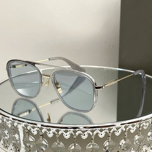 Double Bar metal frame oval sunglasses for men sunglasses  Gradient lens glasses Outdoor UV protection eyewear