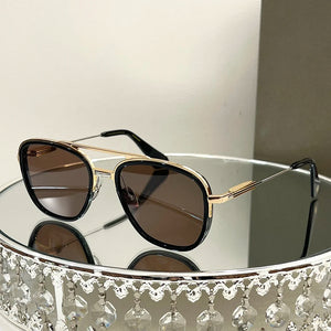 Double Bar metal frame oval sunglasses for men sunglasses  Gradient lens glasses Outdoor UV protection eyewear